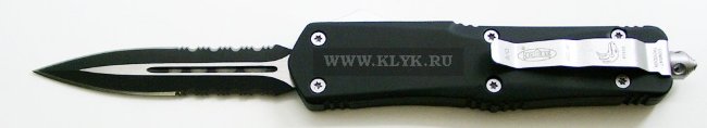 Нож автоматический Microtech Combat Troodon A174 (spear-point double serrated, black) реплика