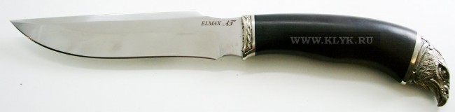Нож Охотник (сталь ELMAX Uddeholm, граб, мельхиор литье)